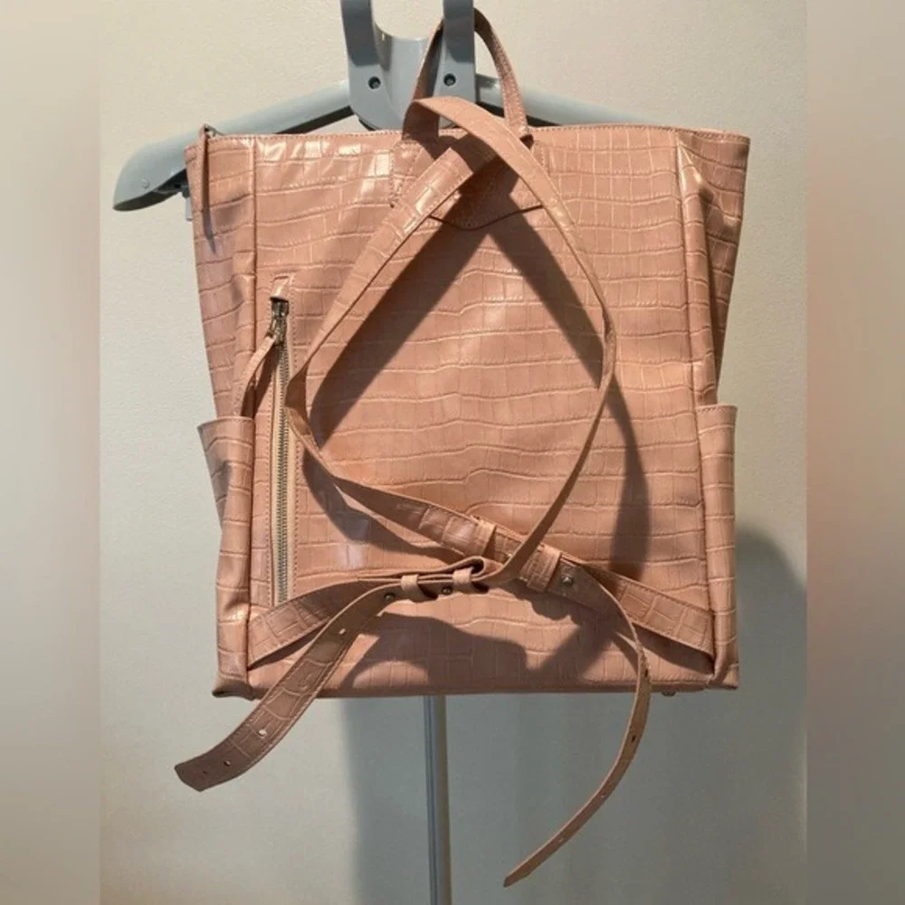 Freshly Picked Vegan Leather Baby Diaper Bag Changing Pad‎ Croc Pink Chic Edgy